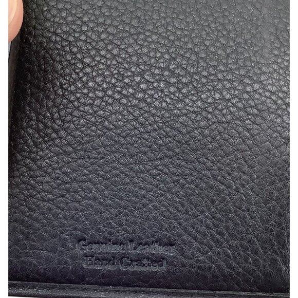 Genuine Leather Black Bifold Checkbook Wallet Multiple Card Slots & ID Window - Picture 4 of 7